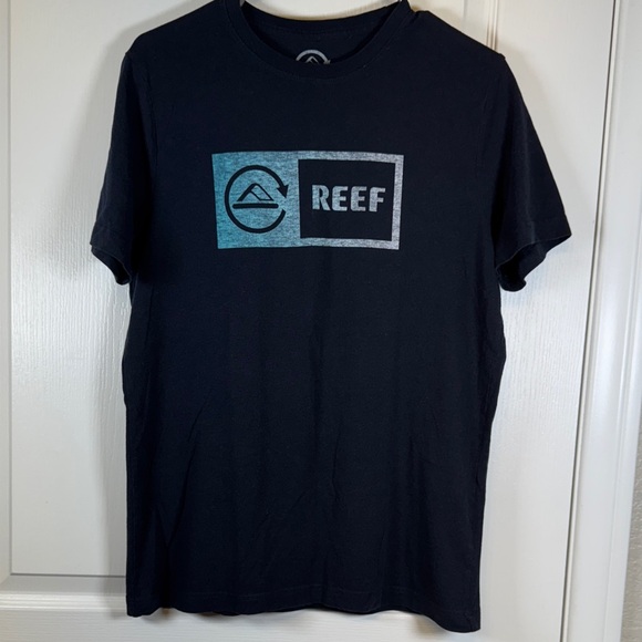 Reef Surf Swim Navy Blue Logo Graphic Shirt Size Med EUC #5811 - Picture 1 of 4